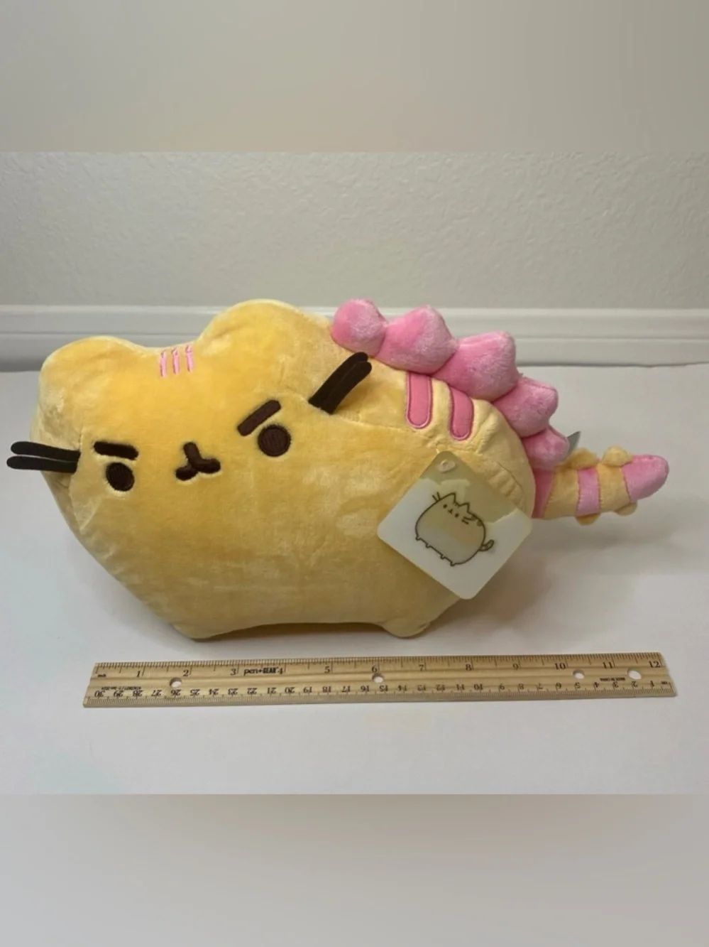 Pusheen GUND Pusheenosaurus Strawberry Banana Yellow Pink Plush Dinosaur Cat 13”